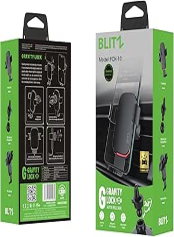 BLITZ PCH-10 Mobile Car Holder, Universal Design, Secure Mount for Smartphones, Adjustable for Dashboard or Windshield, Stable Grip for Safe Driving